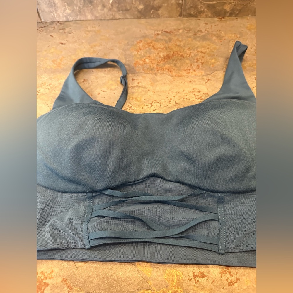 ❤️ Victoria’s Secret Sports Bra 32C Teal Ballet Crop Top - Picture 6 of 7